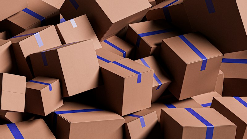 Packed and labeled moving boxes